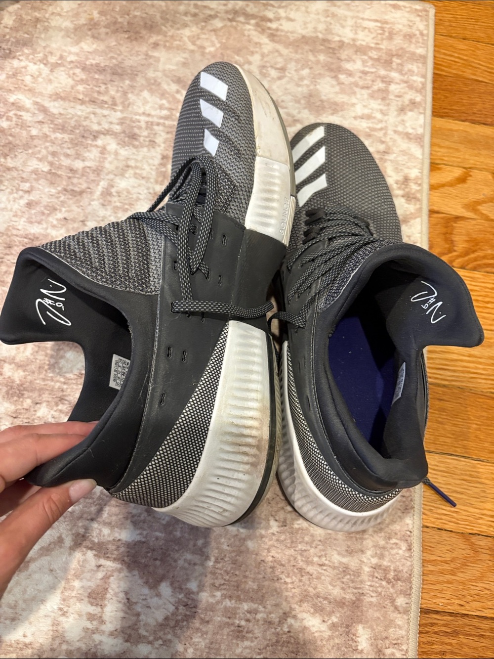 adidas Gray and White Men's Basketball Sneakers - Picture 3 of 5